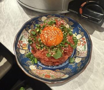 大好きな焼肉村木のユッケ‪！